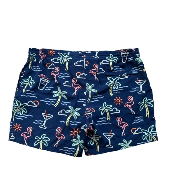 Chubbies Navy Blue Neon Tropical Men's Swim Trunks with Drawstring 5.5” inseam - Picture 4 of 13